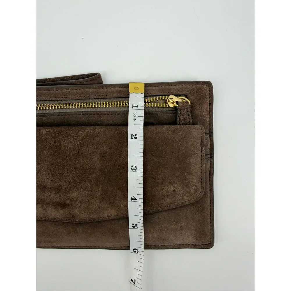 Miss Albright suede leather clutch brown western wallet